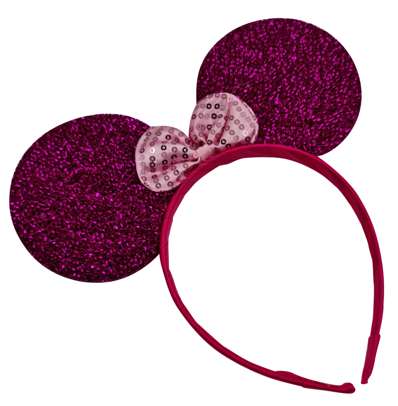 Cerise Pink Minnie Mouse Glitter Ears Headband - Evelay