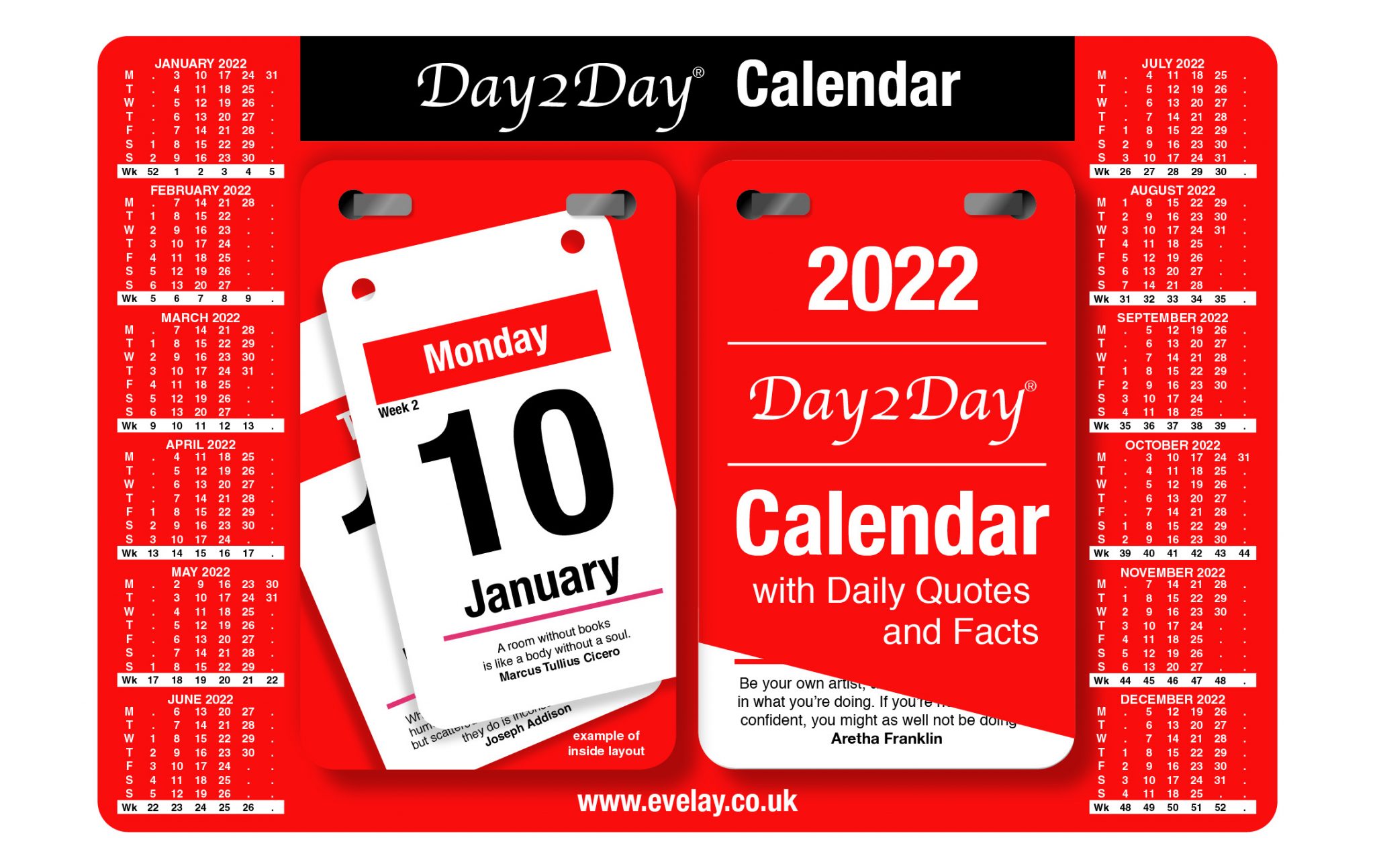 2022 Day To View Quotes & Facts Calendar Evelay