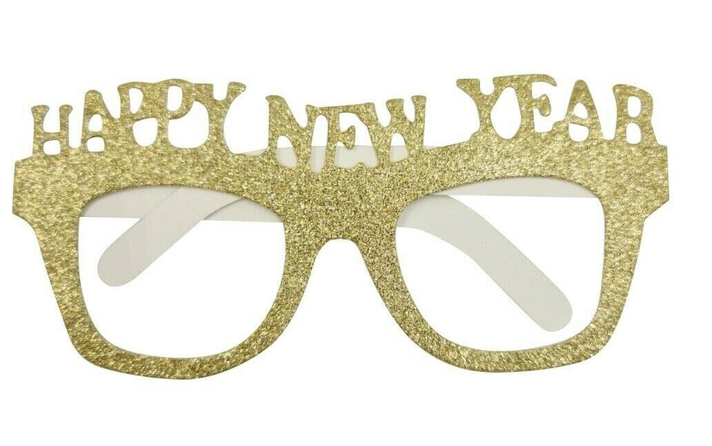 Gold Glitter Card Happy New Year Glasses Evelay