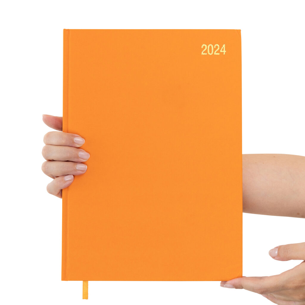 2024 A4 Page A Day Diary Orange Design Evelay