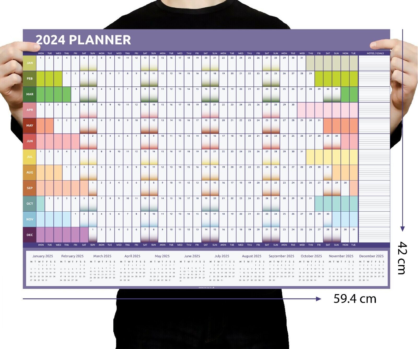 A2 2024 Wall Planner Rainbow Design Evelay