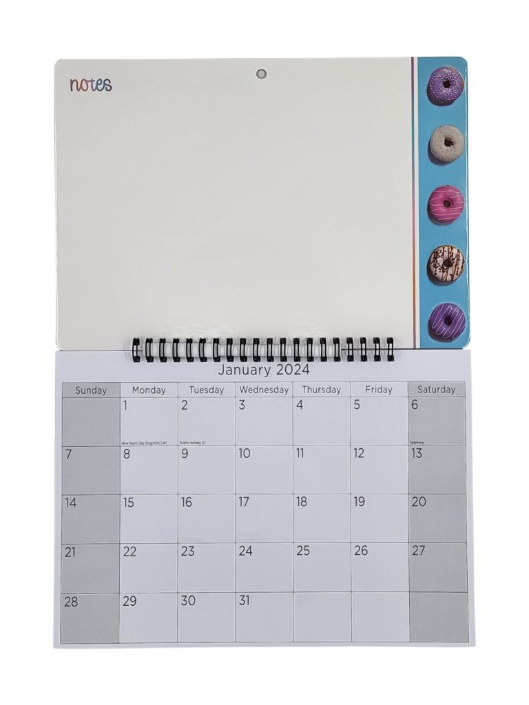 2024 Monthly Memo Board Wall Calendar Donut Design Evelay