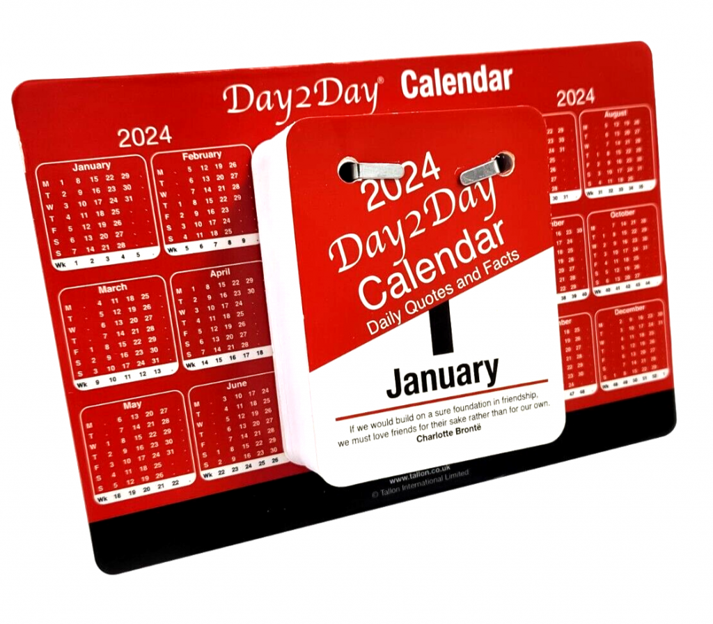 2024 Day To View Calendar With Daily Quotes & Facts Evelay