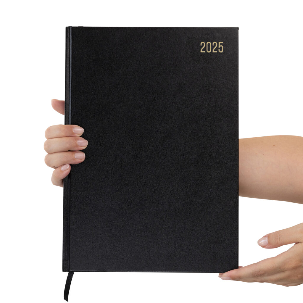 2025 A4 Page A Day Diary Black Design - Evelay